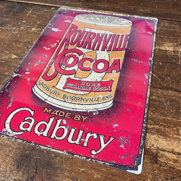 Vintage Metal Sign - Retro Advertising Cadbury Bournville Cocoa-Seasons Home Store