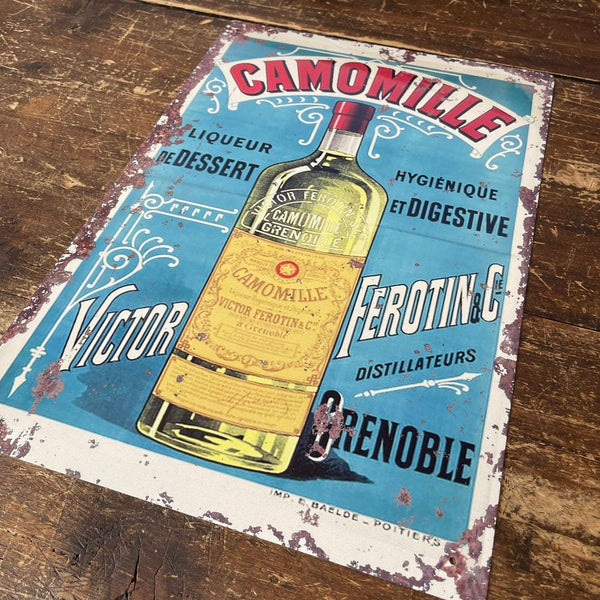 Vintage Metal Sign - Retro Advertising, Camomile Liqueur-Seasons Home Store