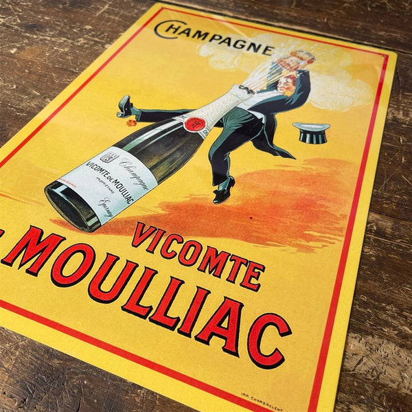 Vintage Metal Sign - Retro Advertising Champagne Vicomte De Moulliac Sign-Seasons Home Store