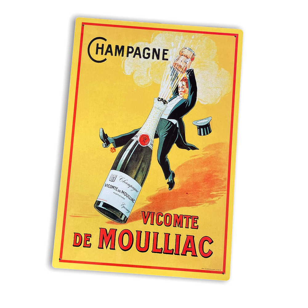 Vintage Metal Sign - Retro Advertising Champagne Vicomte De Moulliac Sign-Seasons Home Store