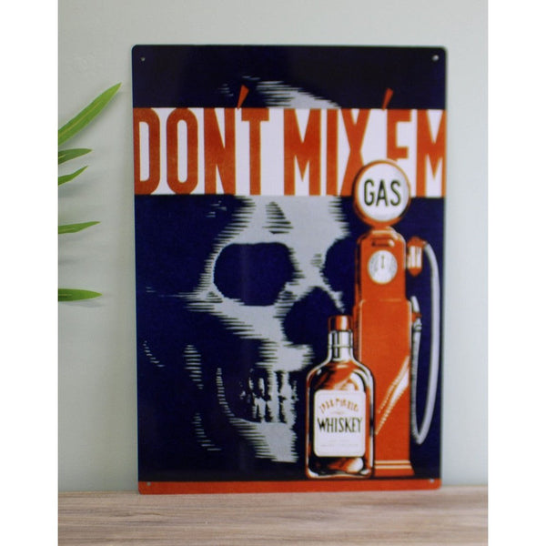 Vintage Metal Sign - Retro Advertising - Skull Gas Whiskey-Seasons Home Store