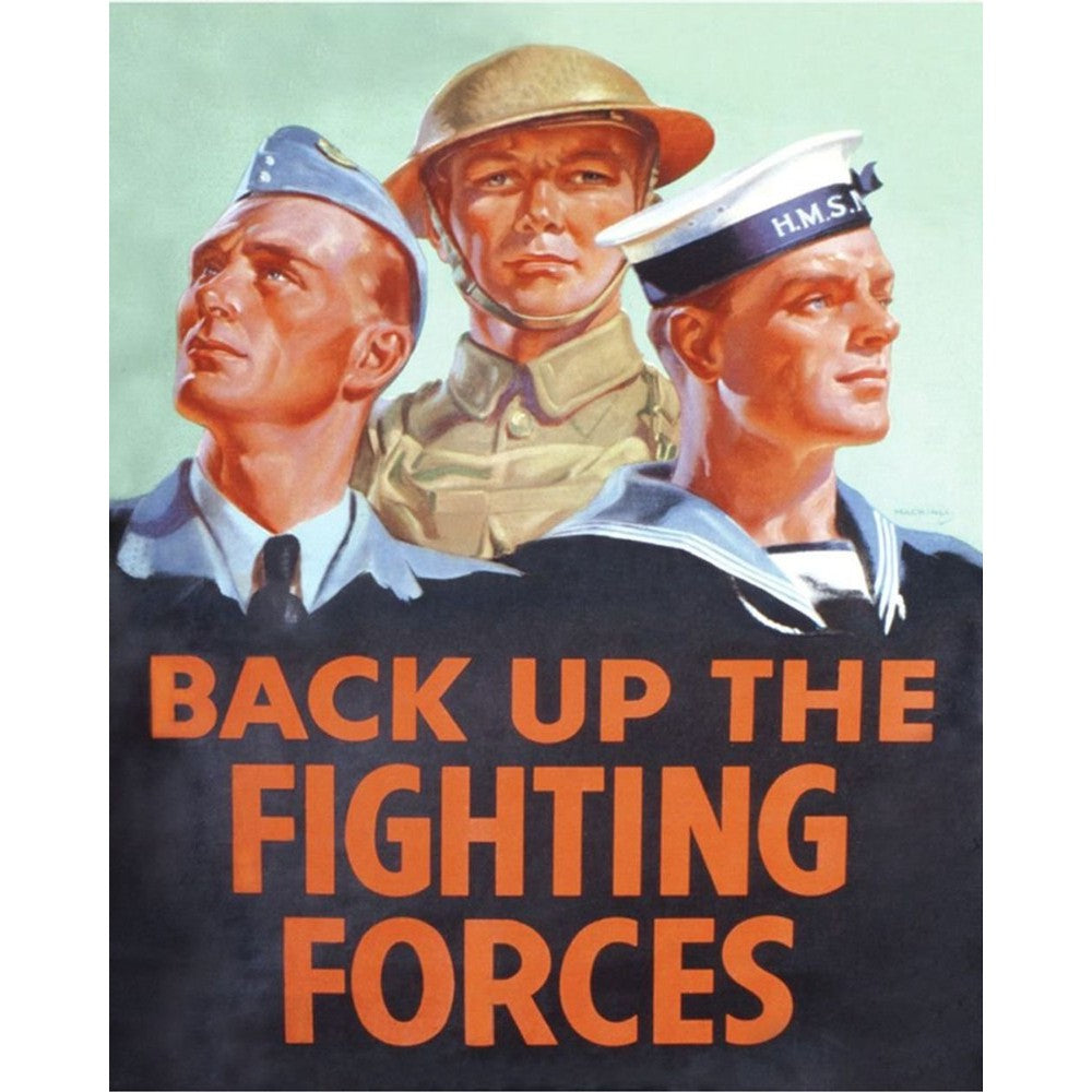 Vintage Metal Sign - Retro Propaganda - Back Up The Fighting Forces-Seasons Home Store