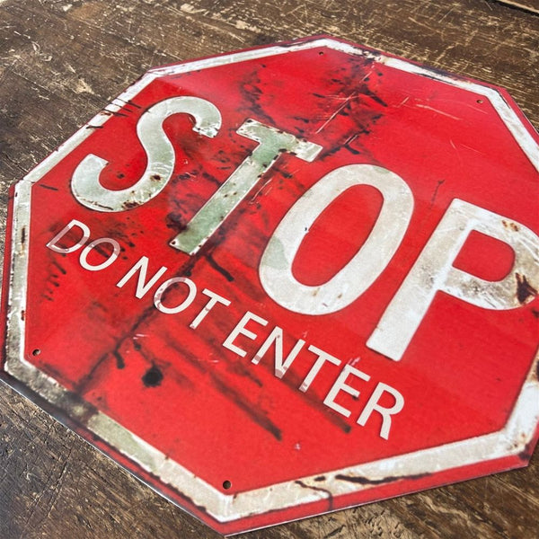 Vintage Metal Sign - Stop, Do Not Enter Sign-Seasons Home Store