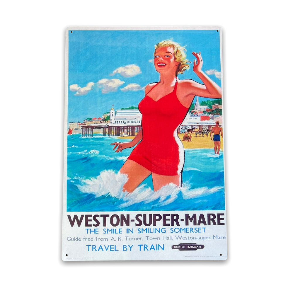 Vintage Sign British Railways Retro Advertising, Weston-Super-Mare, Somerset-Seasons Home Store