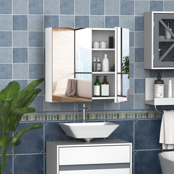 Wall Mounted Bathroom Mirror Storage Cabinet Door Adjustable Shelf-Seasons Home Store