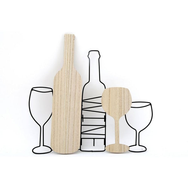 Wine Bottle & Glasses Wall Decoration 42cm-Seasons Home Store