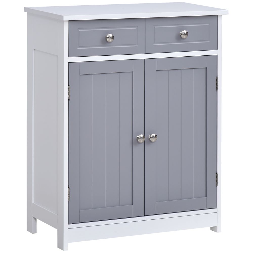 kleankin MDF 2-Drawer Bathroom Cabinet Bathroom Freestanding Cabinet Grey-Seasons Home Store