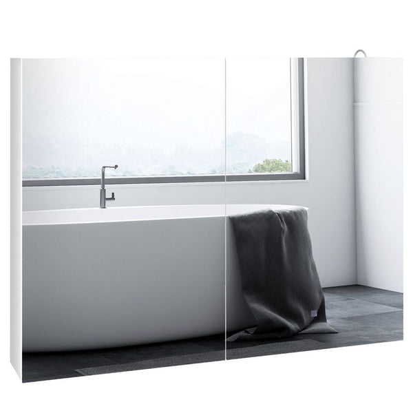kleankin Wall Mounted Bathroom Storage Cupboard with Mirror, LED Light, USB-Seasons Home Store