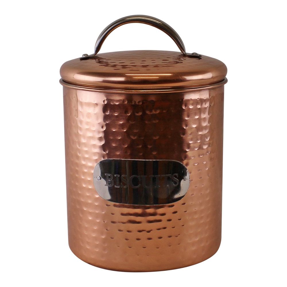 Hammered Copper Biscuit Tin, 17x14cm-biscuit tin-Seasons Home Store